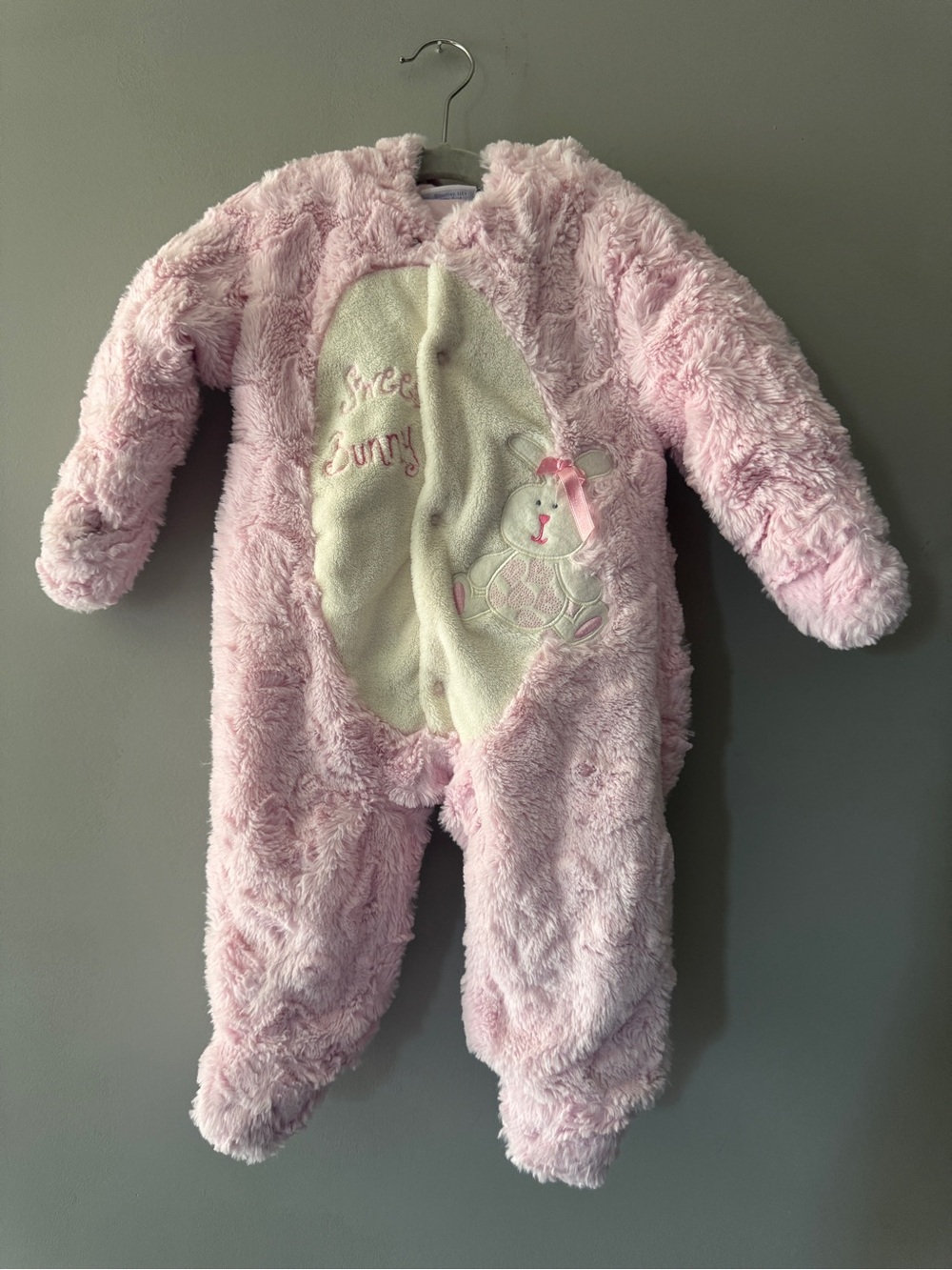 BabiesRUs | Pink Fuzzy Bunny One-Piece | 9M